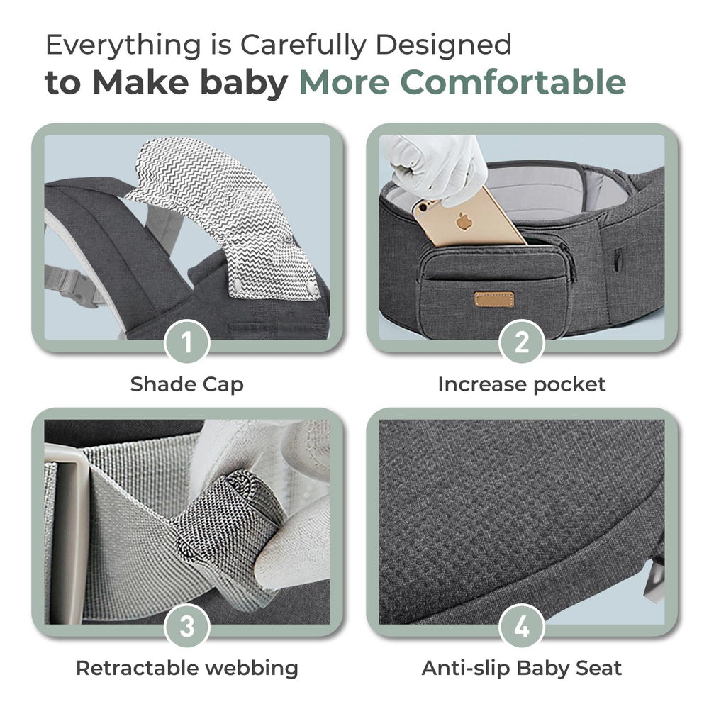 FRUITEAM baby carrier linen fabric keeps baby cool and skin-friendly.