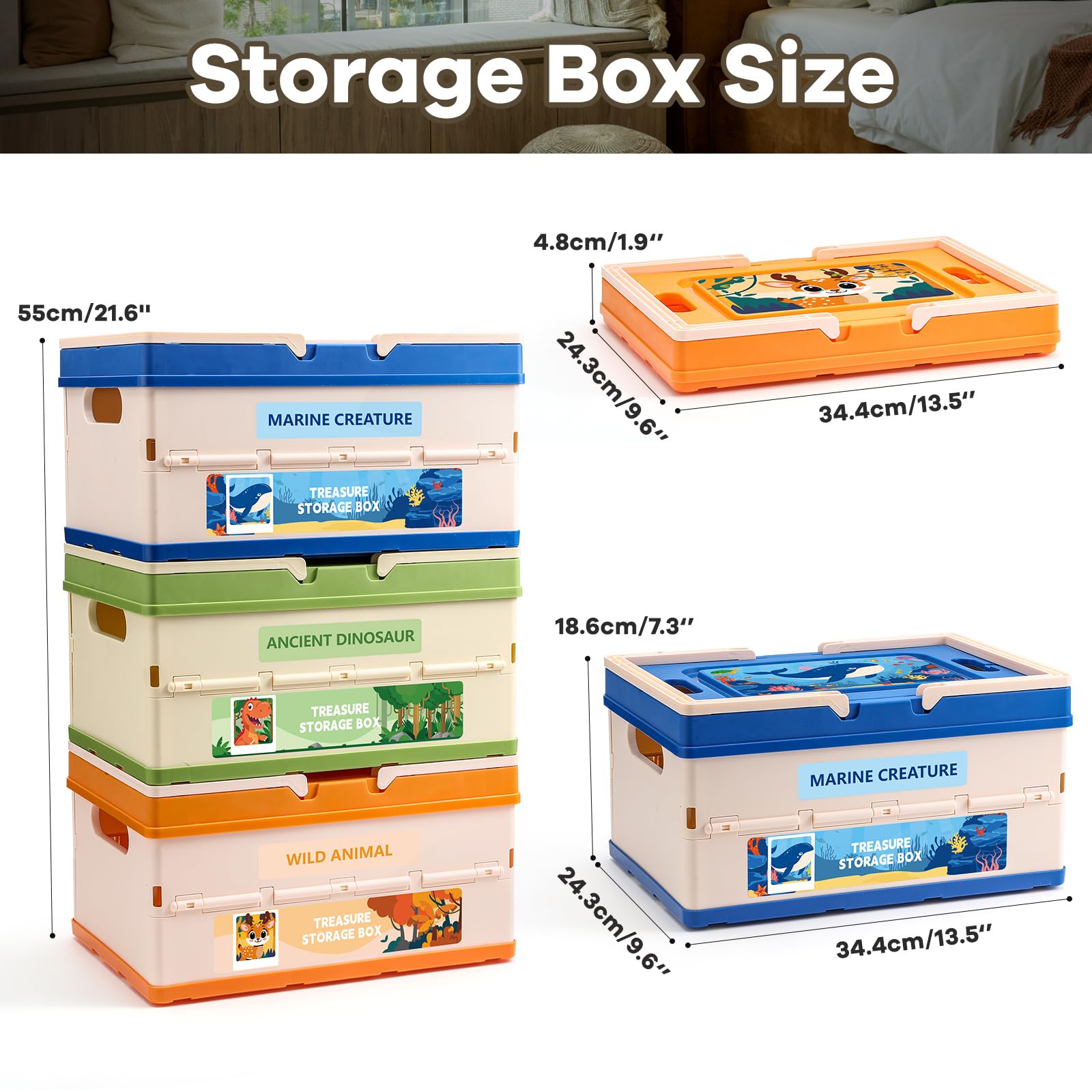 FRUSE toy storage bin folded under sofa demonstrates compact, space-saving design