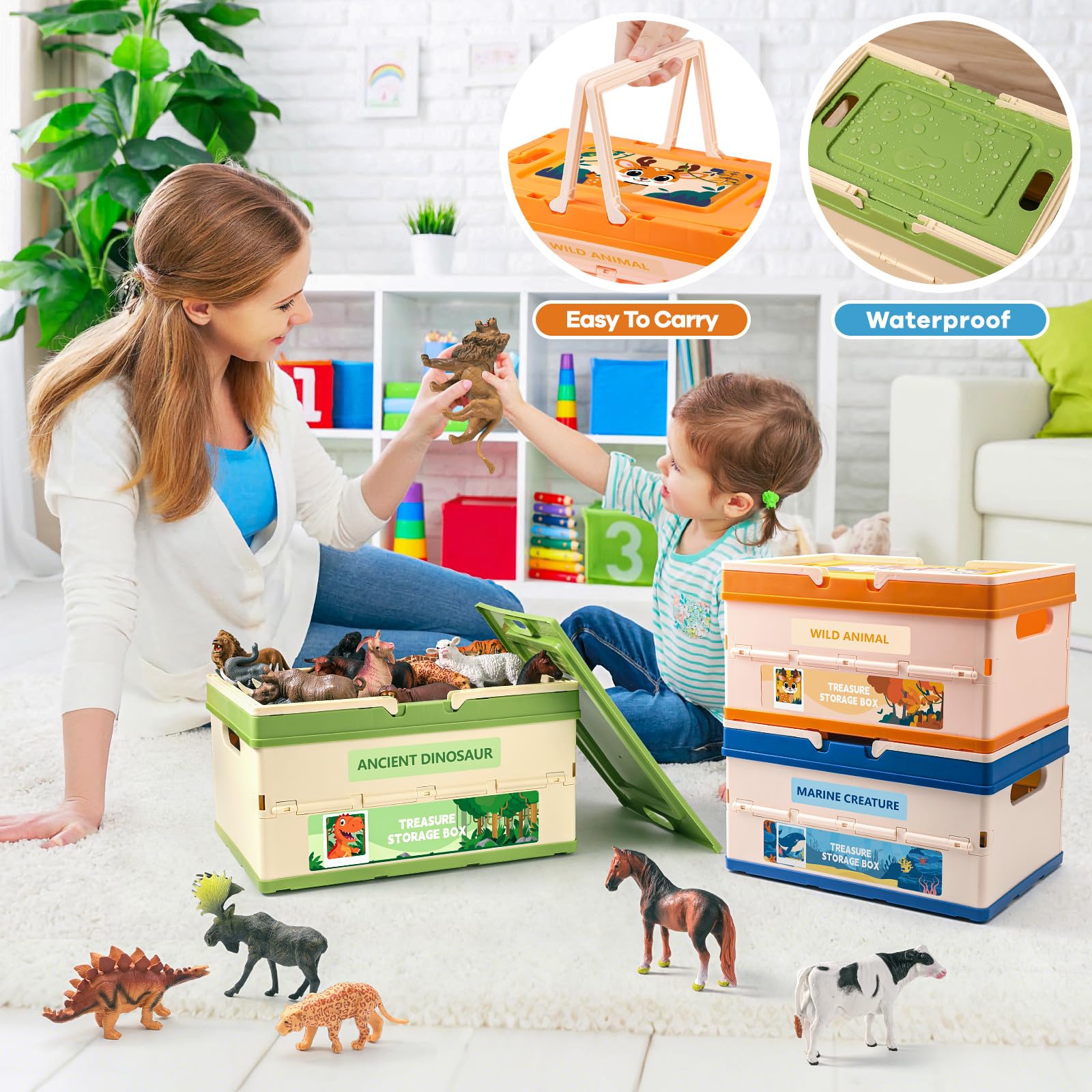 FRUSE colorful storage boxes for color-coded toy sorting