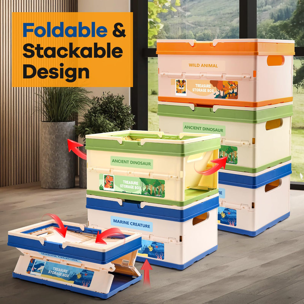 FRUSE toy storage boxes groove design allows secure stacking and stability.
