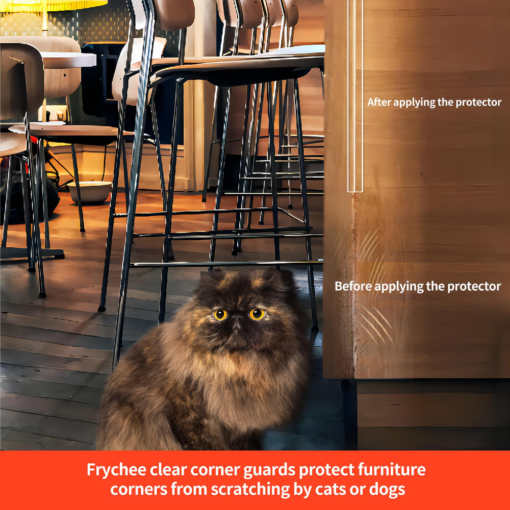 Frychee clear corner guards installed along a stair edge for everyday use.
