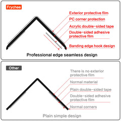 Frychee self-adhesive edge protector on furniture edge showing tool-free installation.