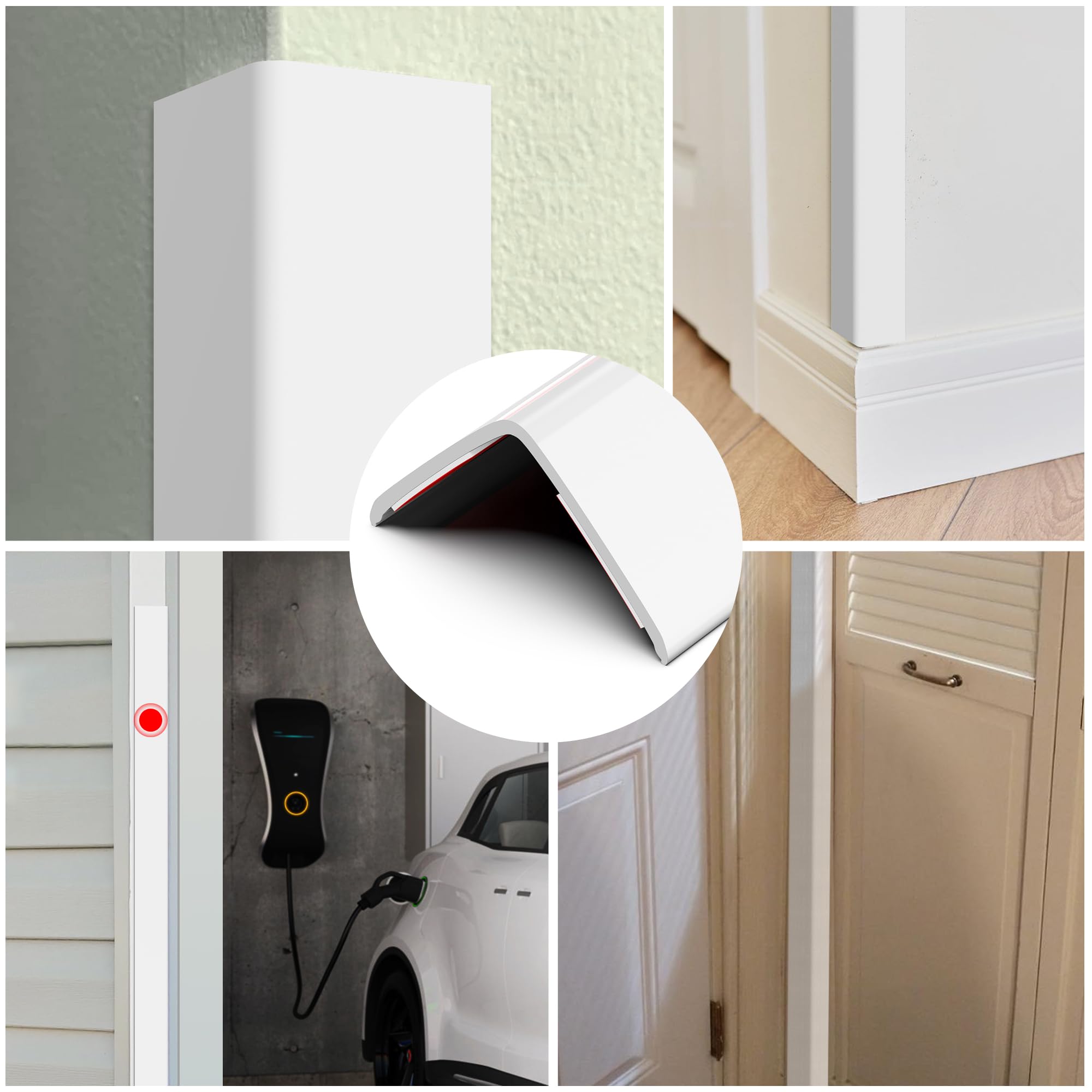 Frychee corner protector's smooth white finish protects wallpapered surfaces.