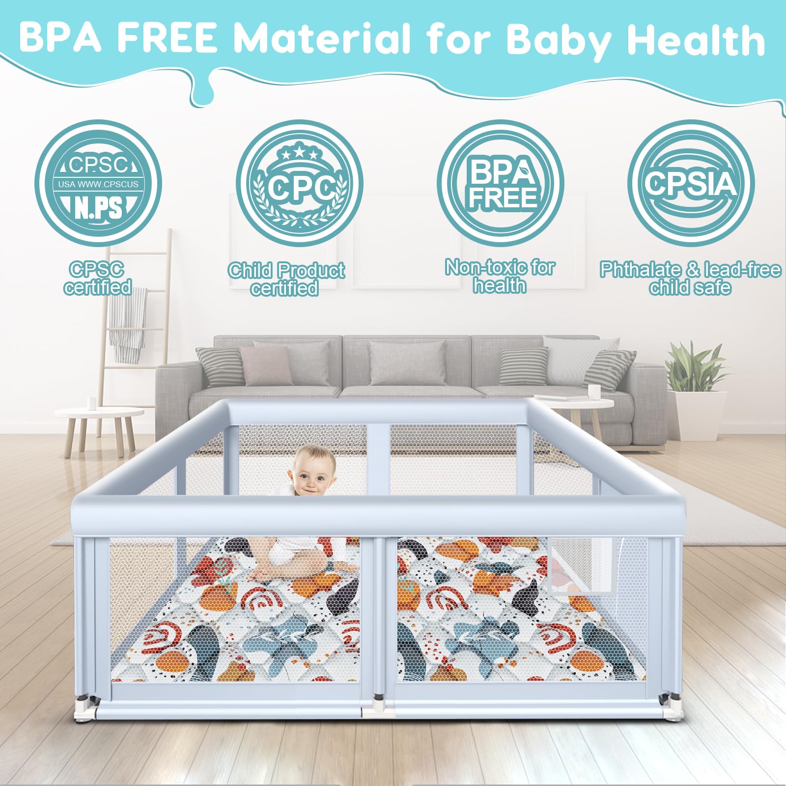 Fshibila 22.56 sq ft playpen area supports multiple babies.