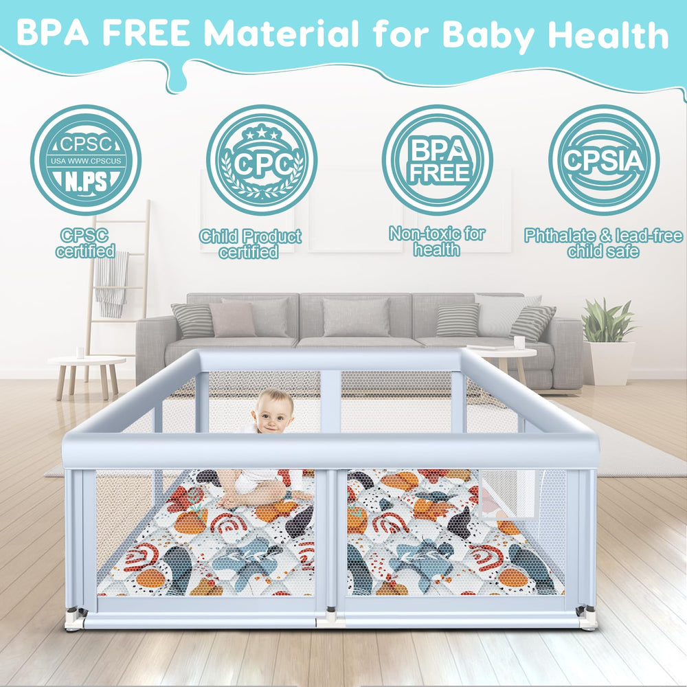 Fshibila 22.56 sq ft playpen area supports multiple babies.