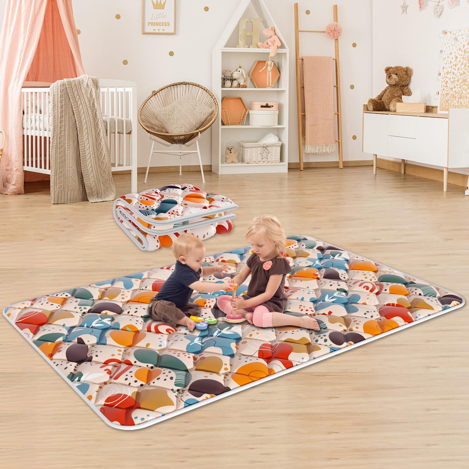 Fshibila baby play mat 74x50 playpen fit provides a snug, safe setup.