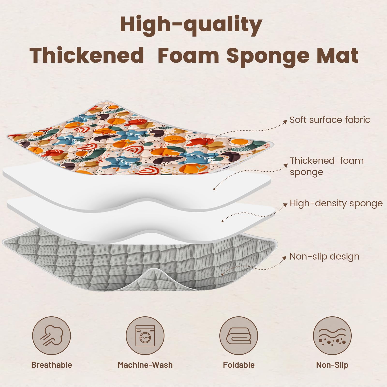 Fshibila baby play mat machine washable for quick cleanup.