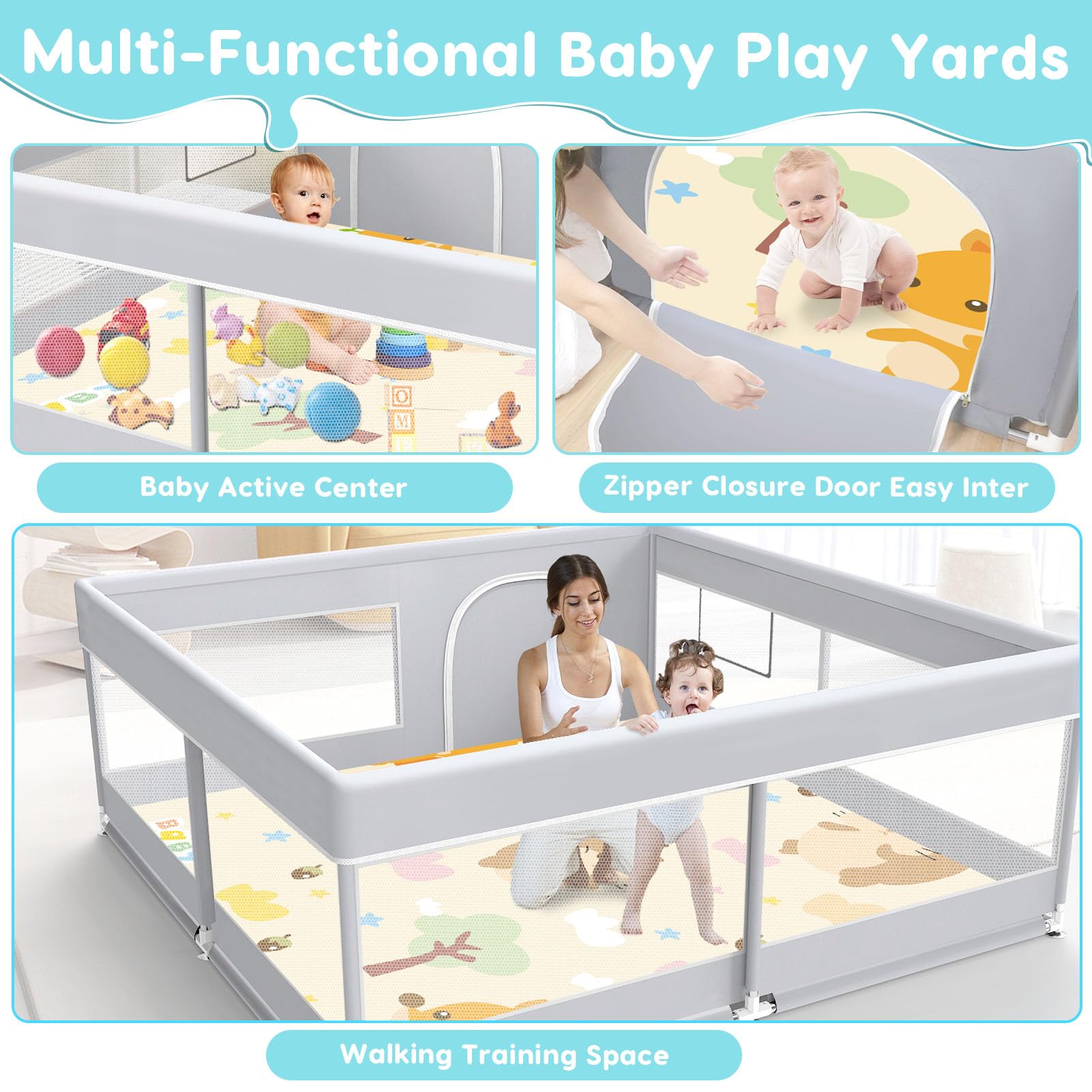 Fshibila baby playpen anti-fall design provides a secure setup for busy households.