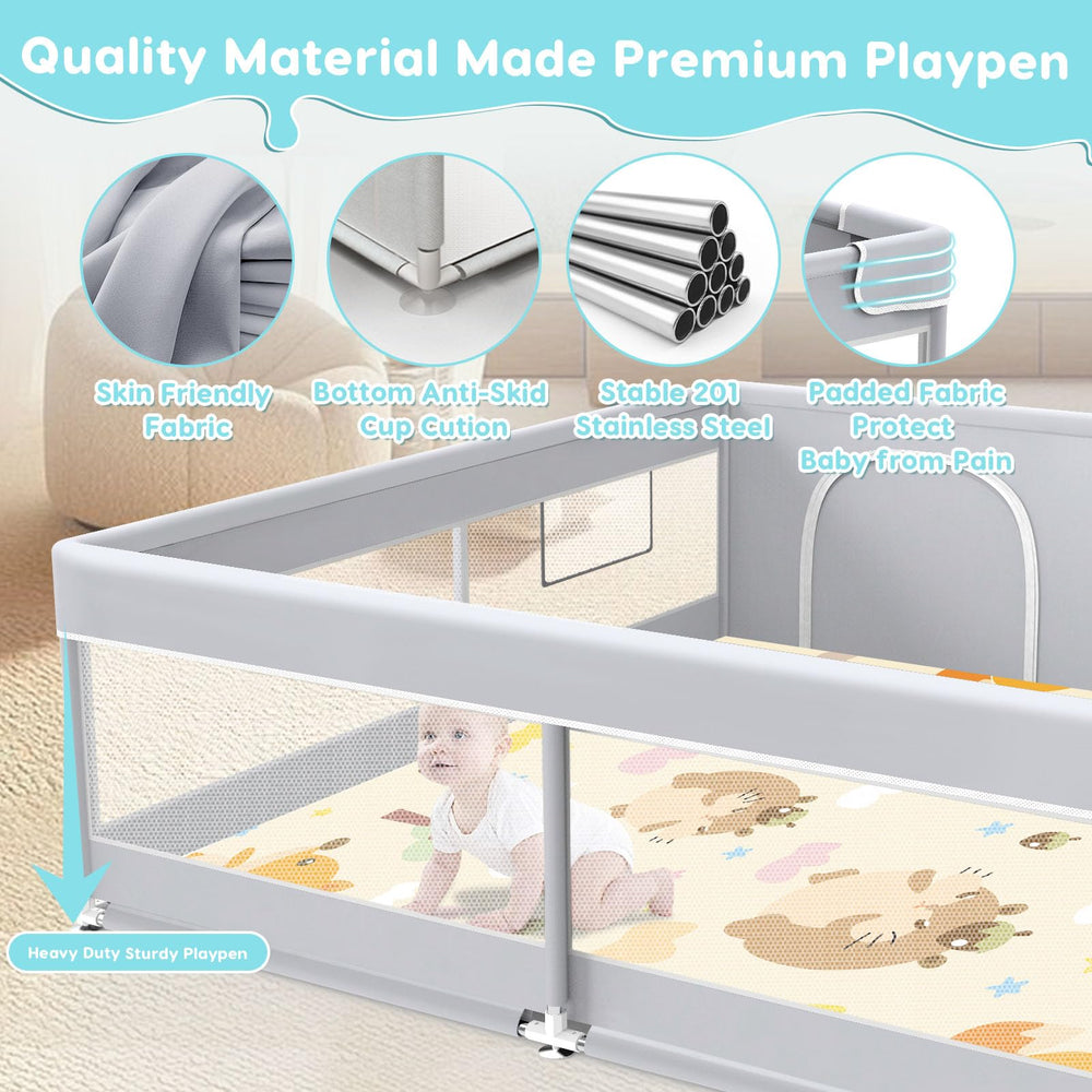 Fshibila playpen-anti-slip-base shows eight suction cups for stable placement.