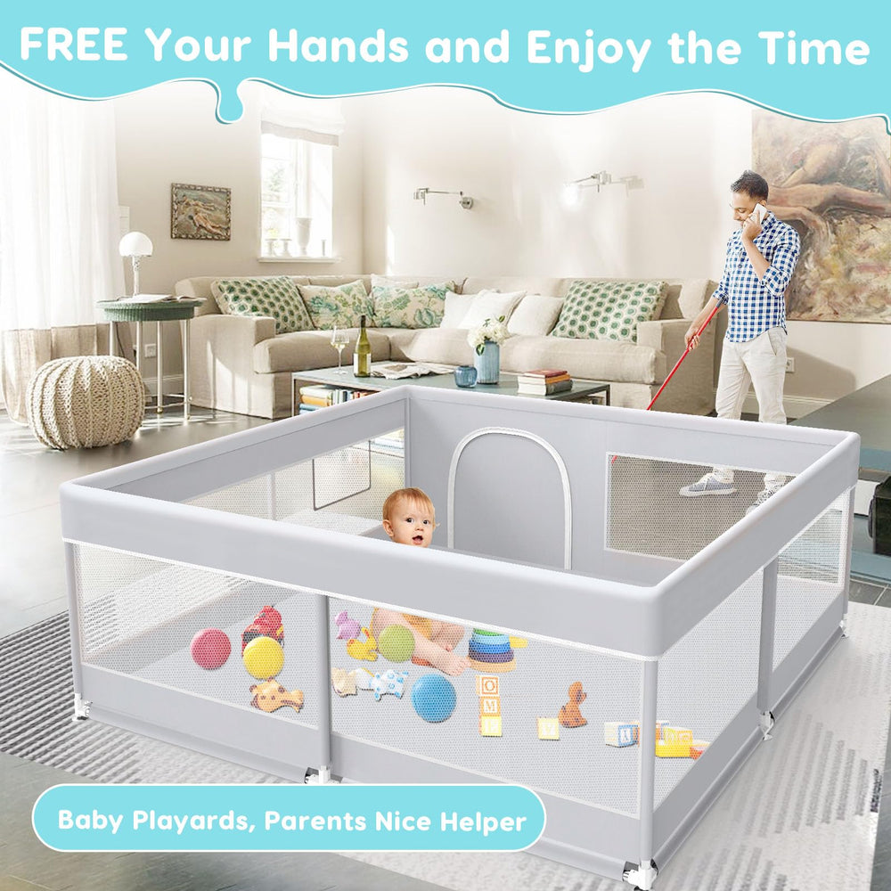 Fshibila playpen 50x50 inch area highlights spacious space for two babies