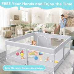 Fshibila playpen 50x50 inch area highlights spacious space for two babies