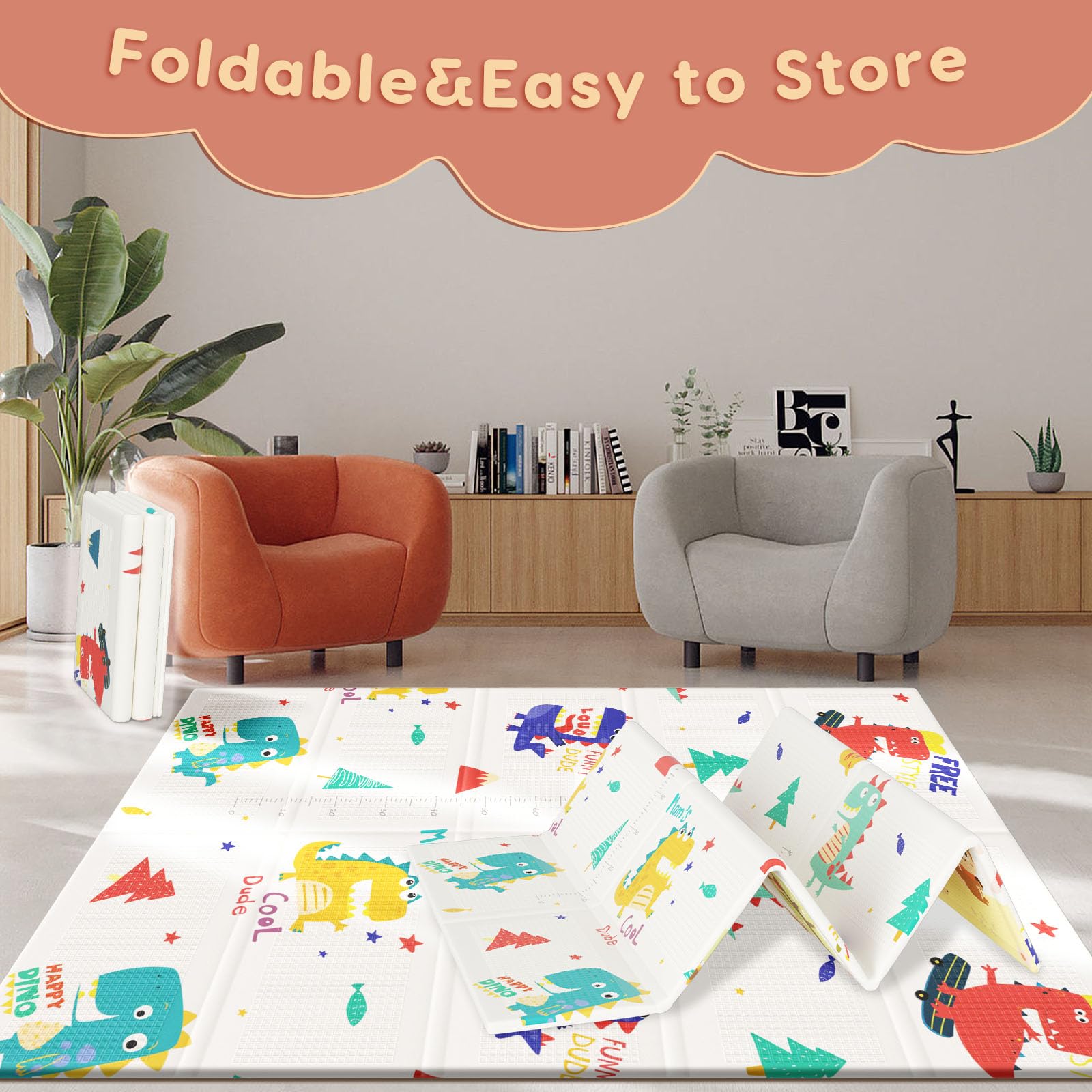 Fshibila Baby Playpen Mat double-sided patterns offer visual variety
