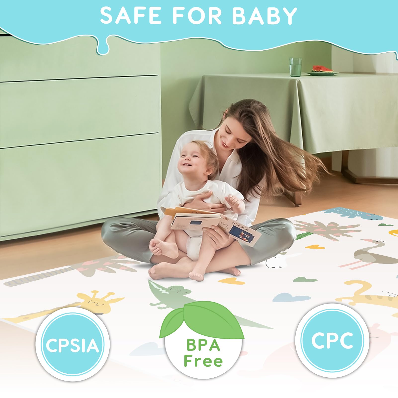Fshibila Playpen with safety suction cups providing stability on various floor surfaces.
