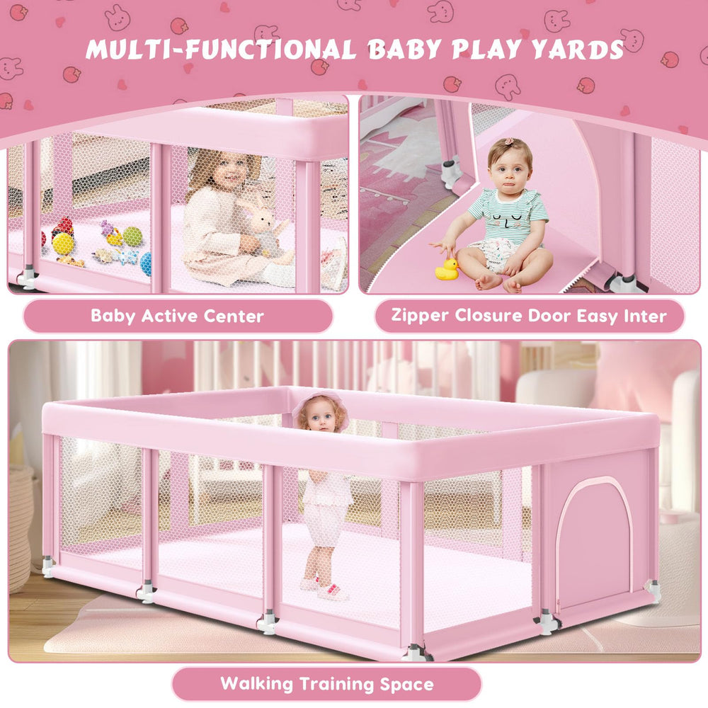 Fshibila non-slip suction cups keep the playpen stable during use