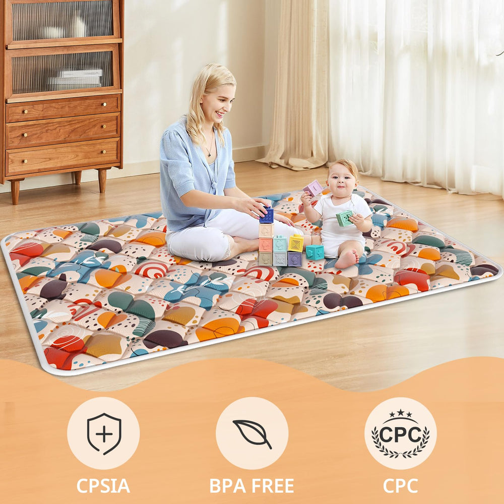 Fshibila play mat non-slip bottom enhances stability during play.