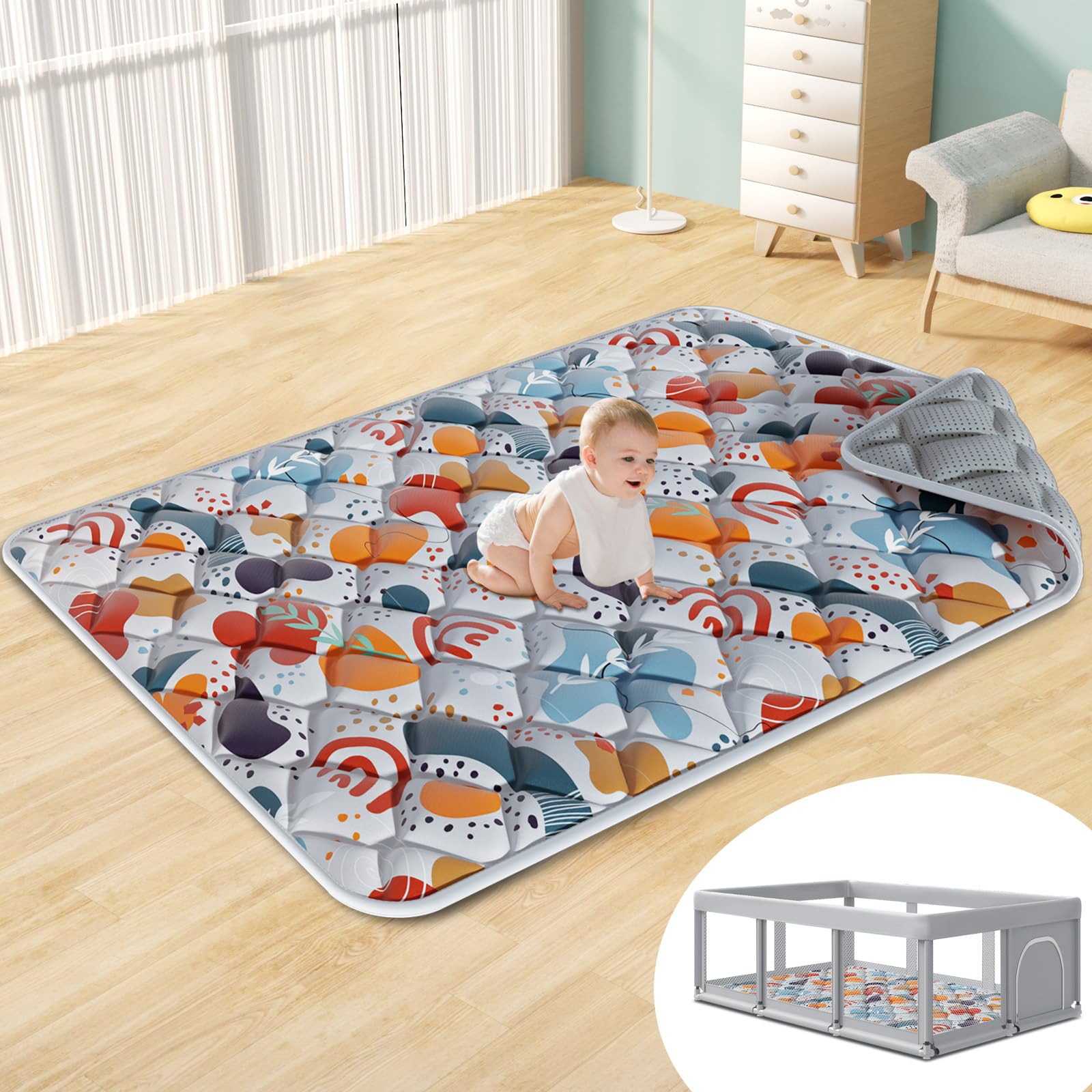 Fshibila play mat thick cushioning supports babies during crawls