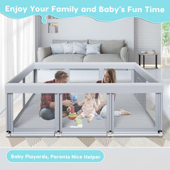 Fshibila playpen breathable mesh walls allow easy supervision during playtime.