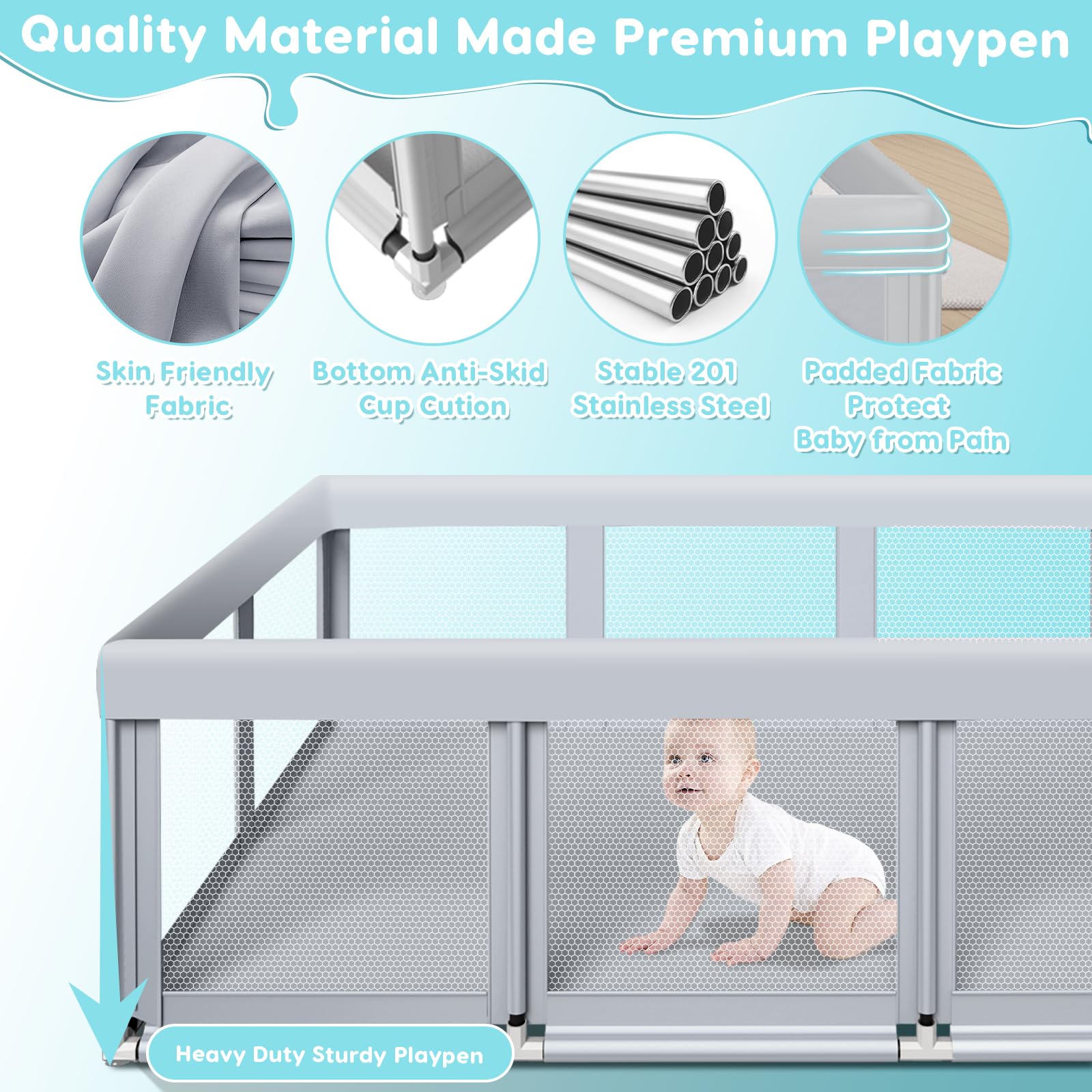 Fshibila playpen easy disassembly and compact storage for busy parents on the go.