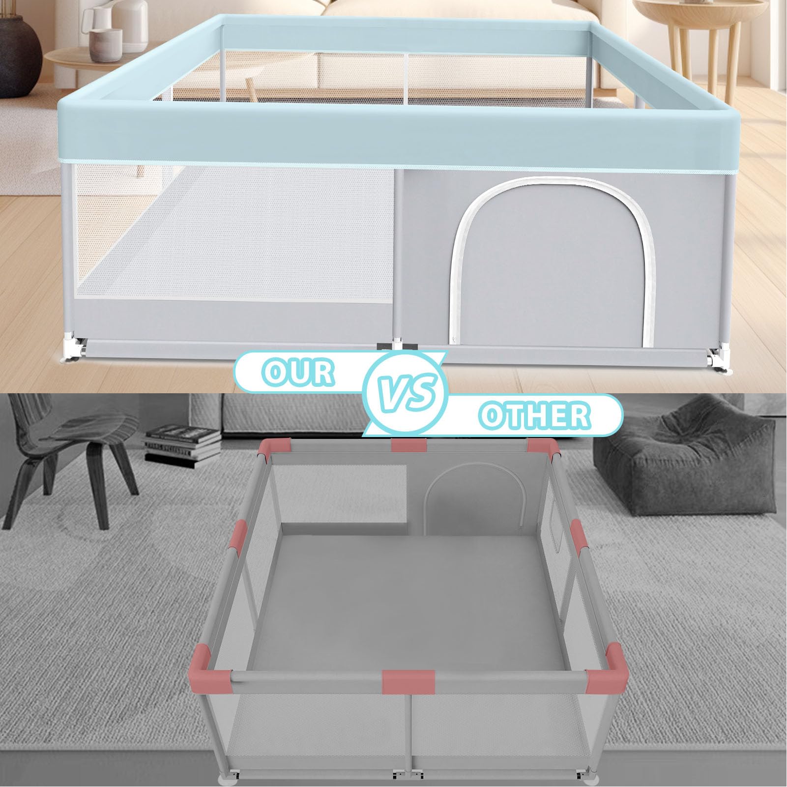Fshibila playpen disassembles for compact storage and portability