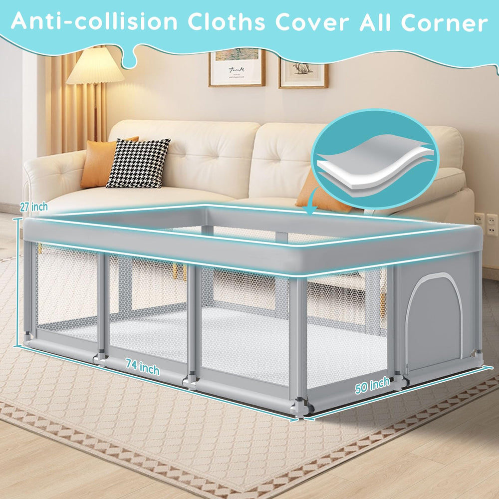 Fshibila playpen safety base with non-slip suction cups keeps the structure steady on varied floors.