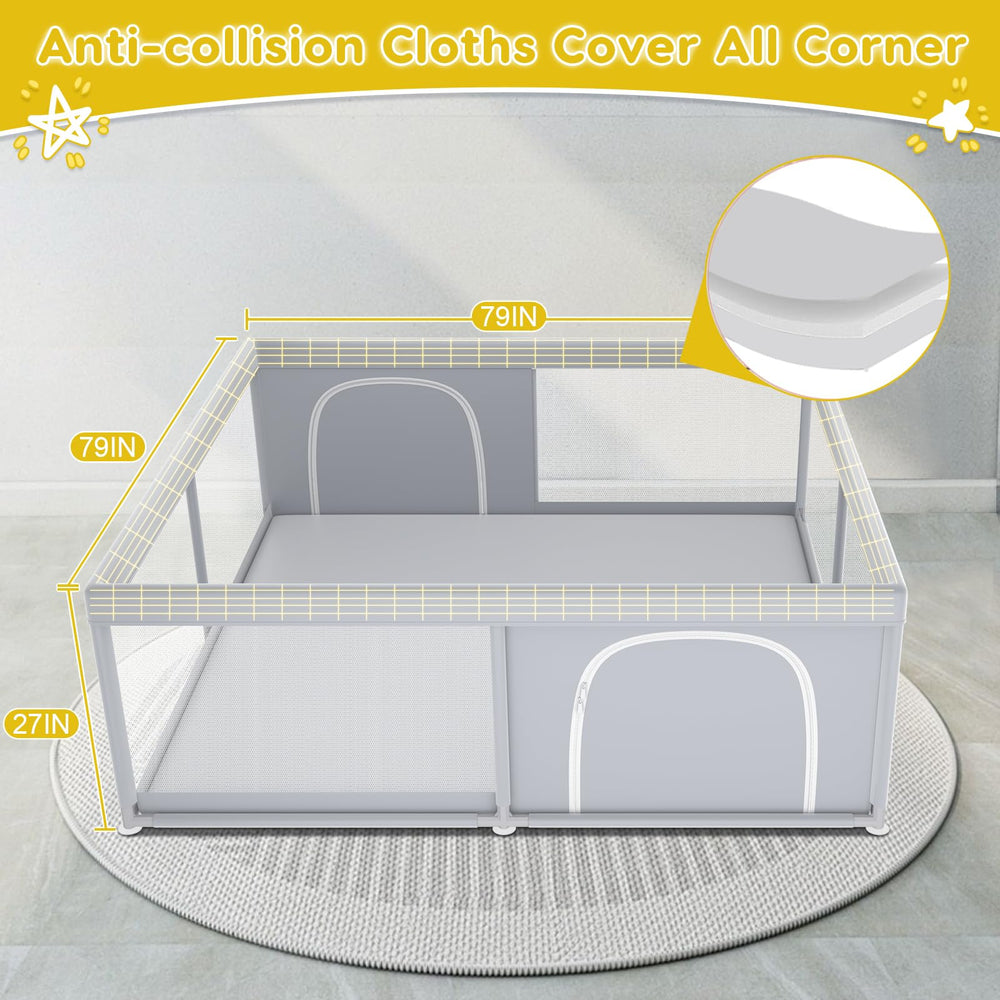 Fshibila playpen outer-zip design helps prevent climbing and escapes.