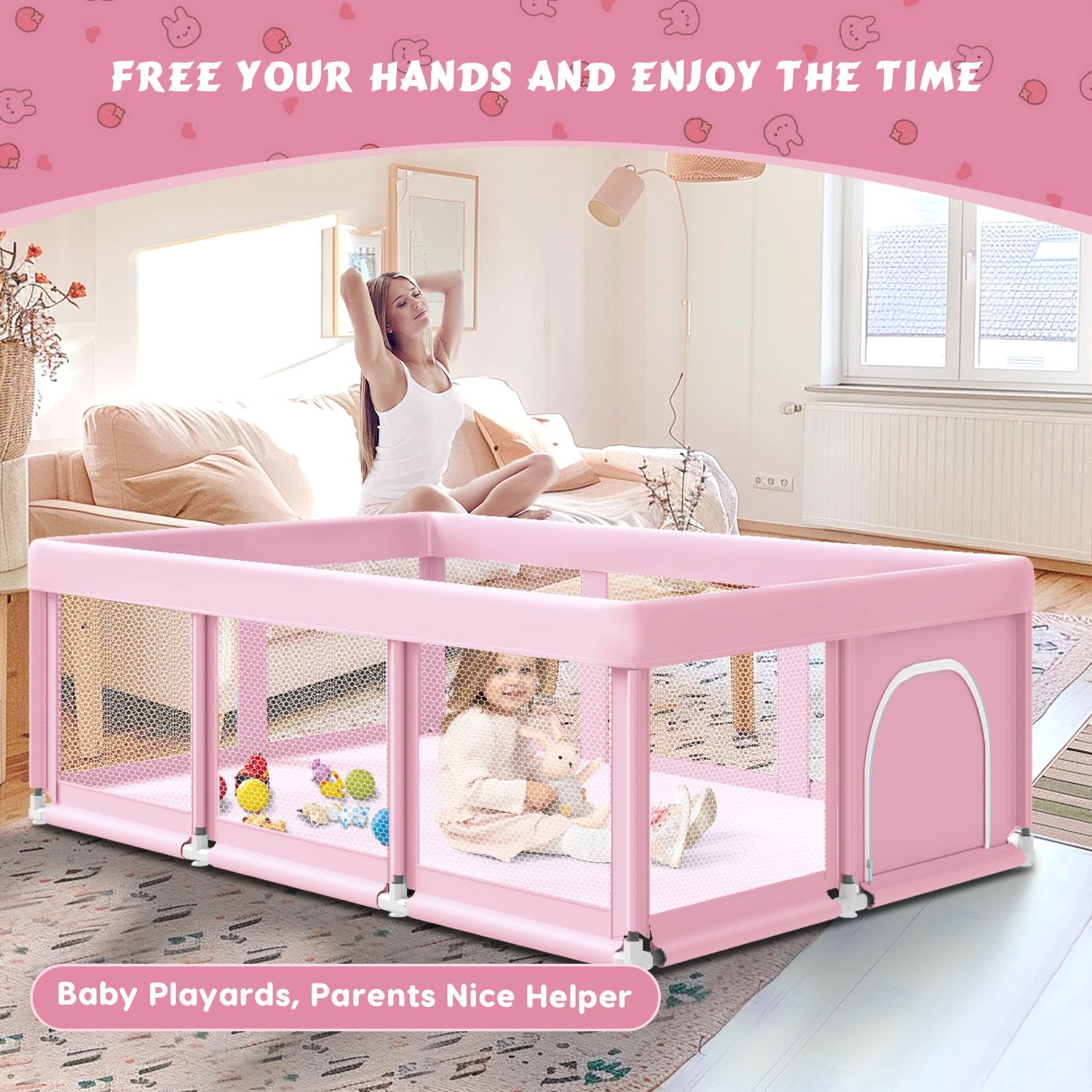 Fshibila see-through mesh allows easy monitoring during playtime