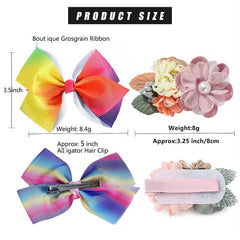 Fsmiling grosgrain ribbon bow in purple with clip, durable and comfortable for school days.