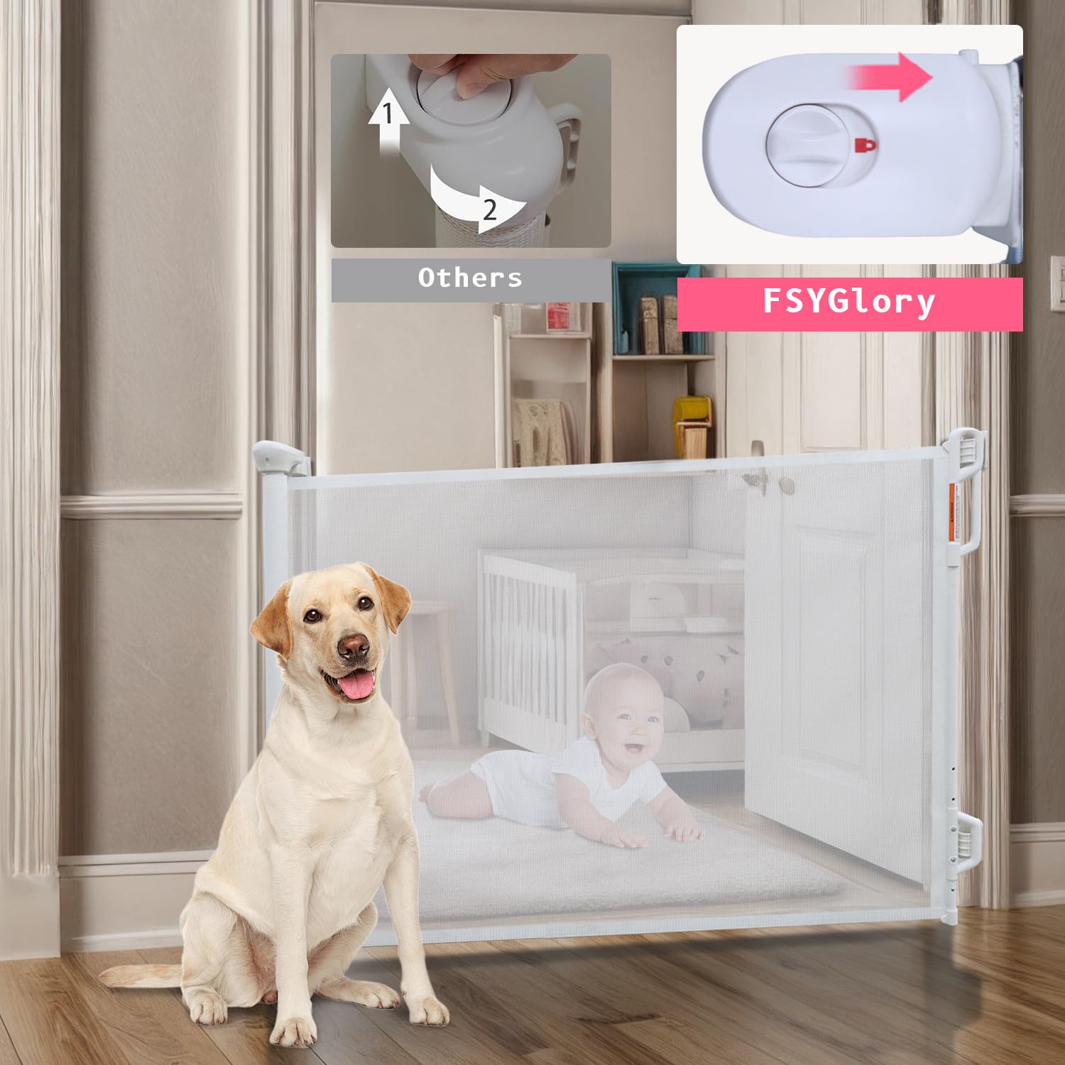 FSYGloryGlides gate extended to 55 inches wide for wide openings