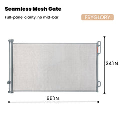 FSYGloryGlides retractable gate mesh rolled to the side for open space