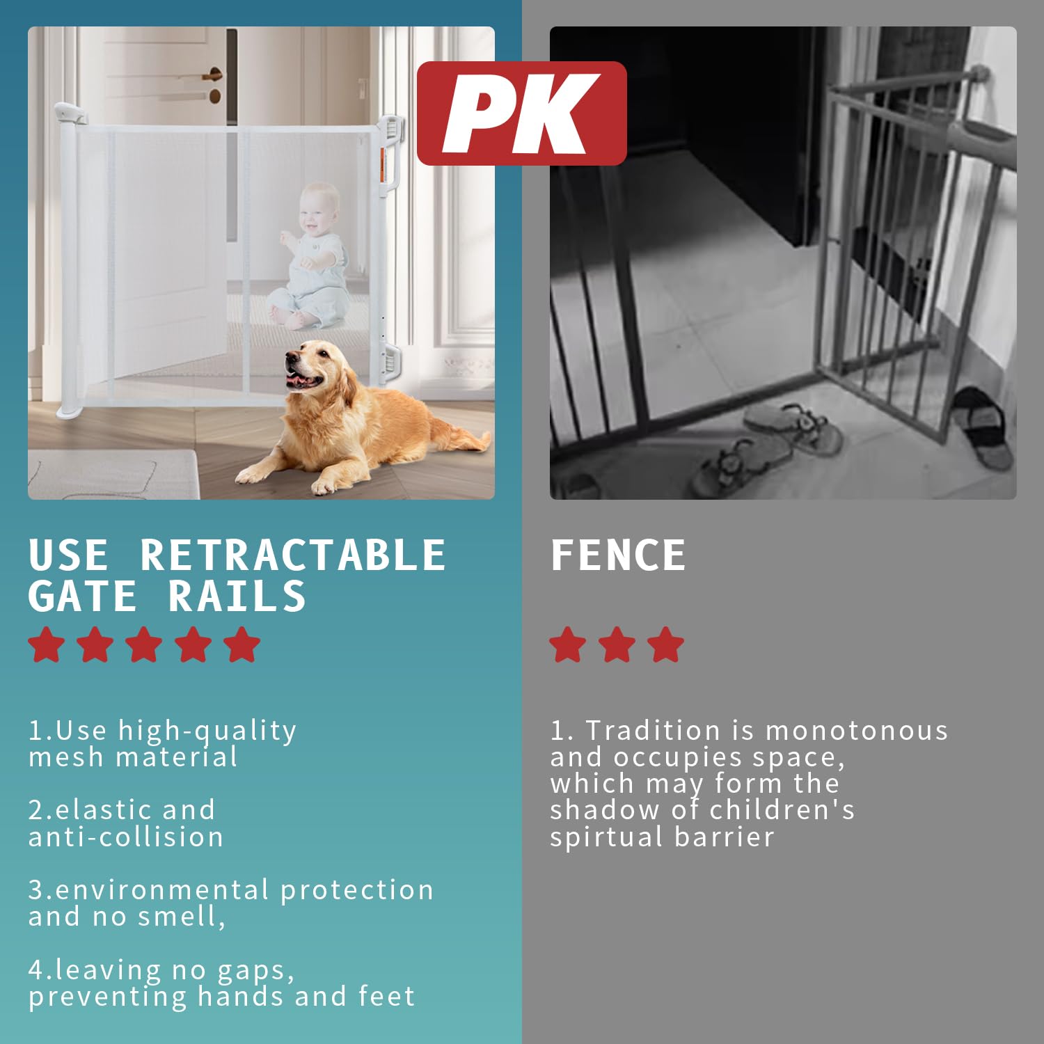 FSYGloryGlides safe mesh barrier for babies and pets.