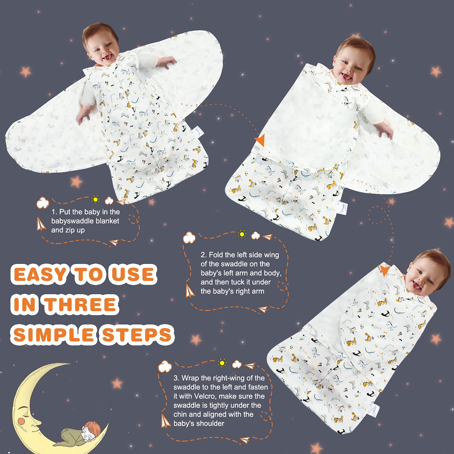 Ftikvo Swaddle Blanket adjustable leg openings for comfortable movement.