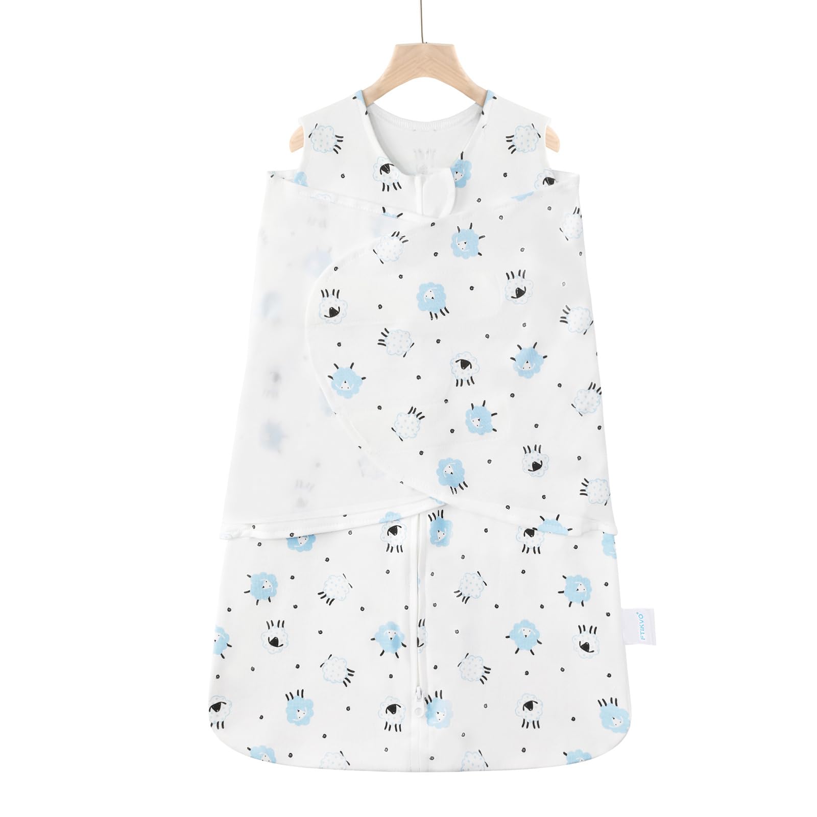 Ftikvo Swaddle-Blanket Lamb design keeps baby snug and cozy in breathable cotton wrap