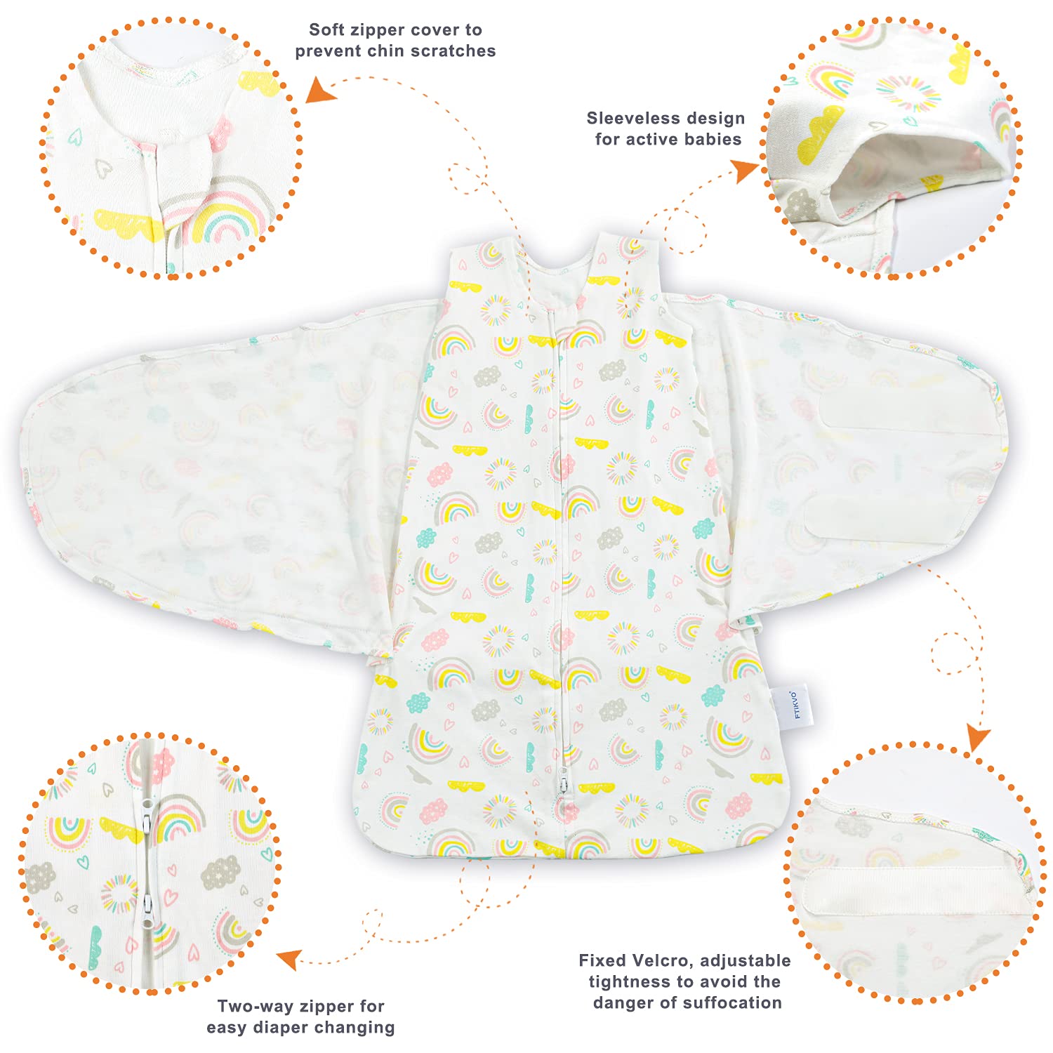 Ftikvo newborn swaddle with leg sack design supports movement.