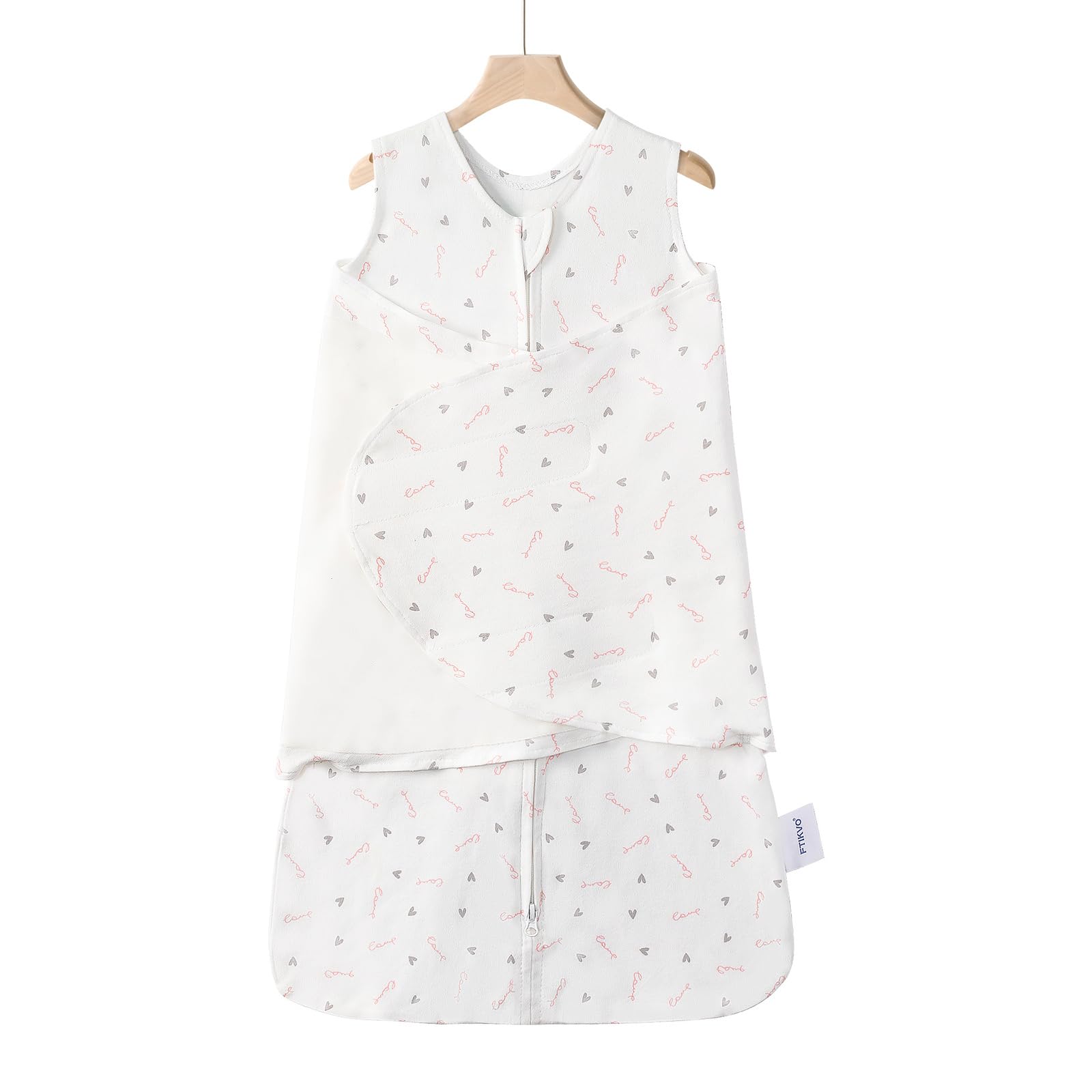 Ftikvo swaddle blanket newborn front view promotes safe, snug sleep.