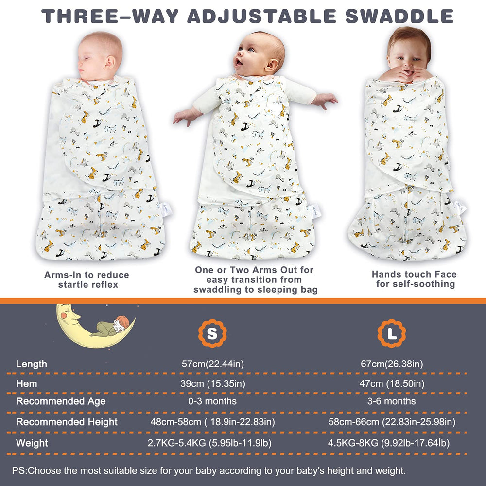 Ftikvo Swaddle Blanket newborn size, snug fit supports gradual transition.