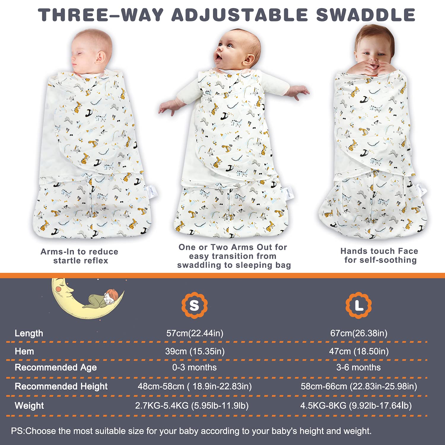 Ftikvo swaddle blanket two-way zipper enables quick diaper changes.