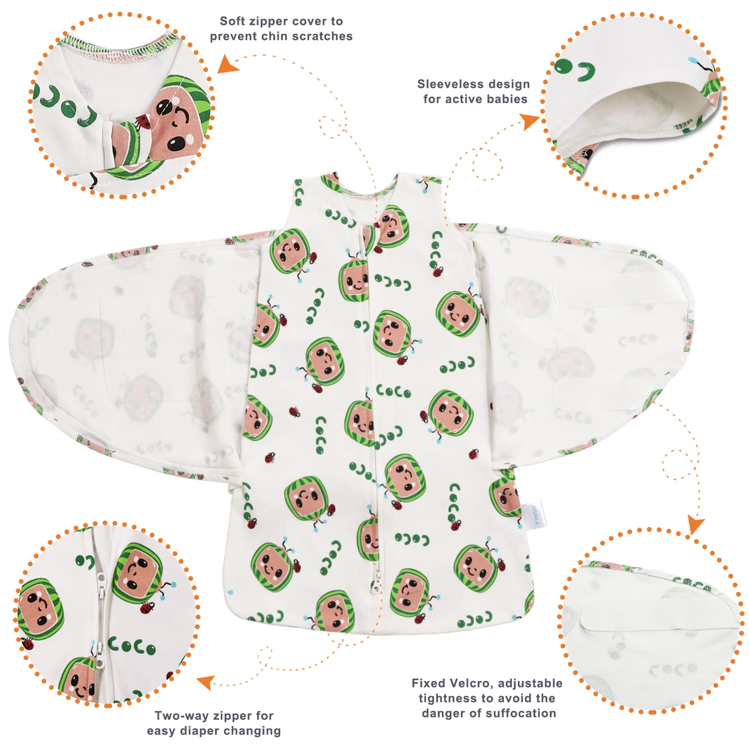 Ftikvo swaddle soft breathable fabric close-up emphasizes skin-friendly material
