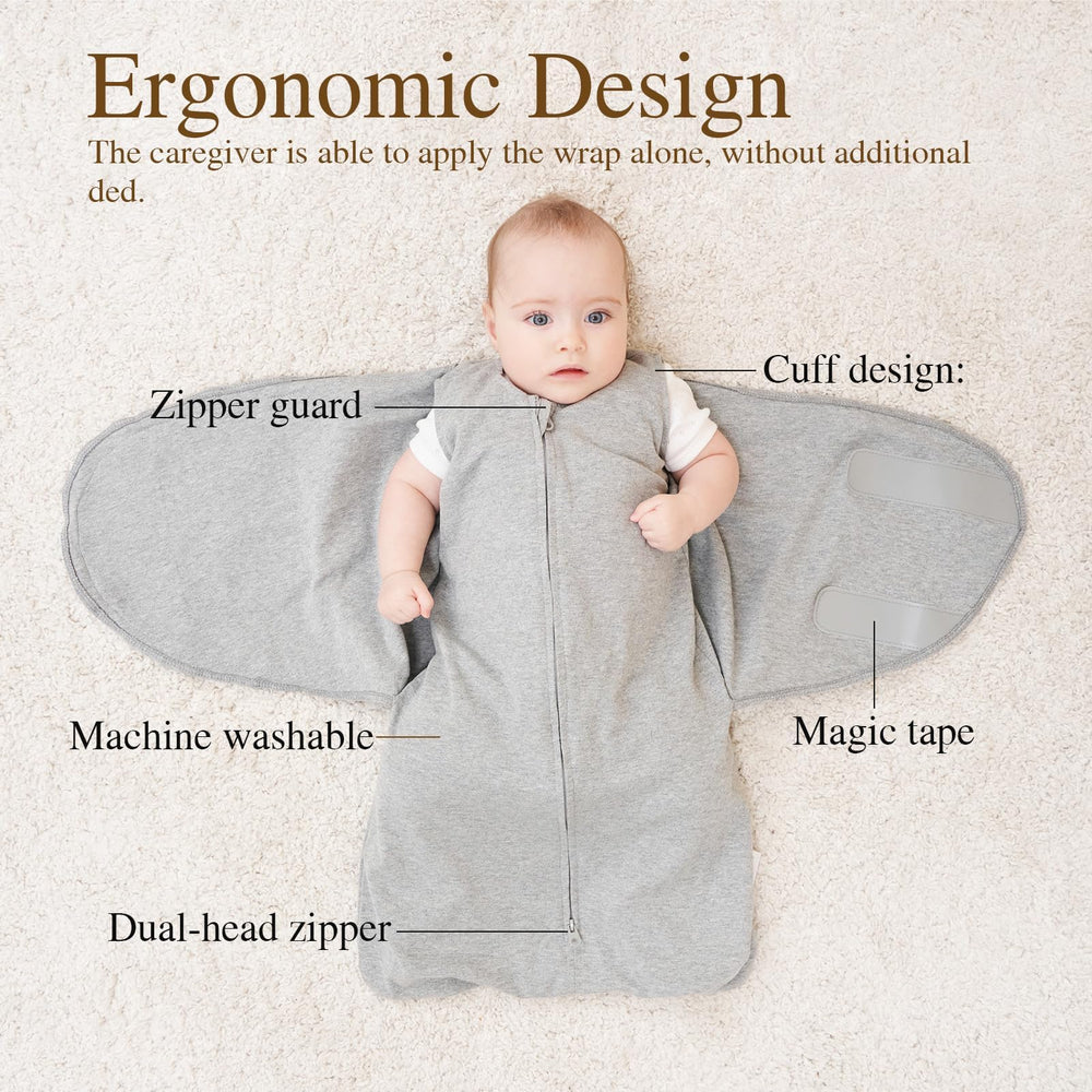 Ftikvo soft stretch cotton swaddle material enhances gentle skin contact and comfort