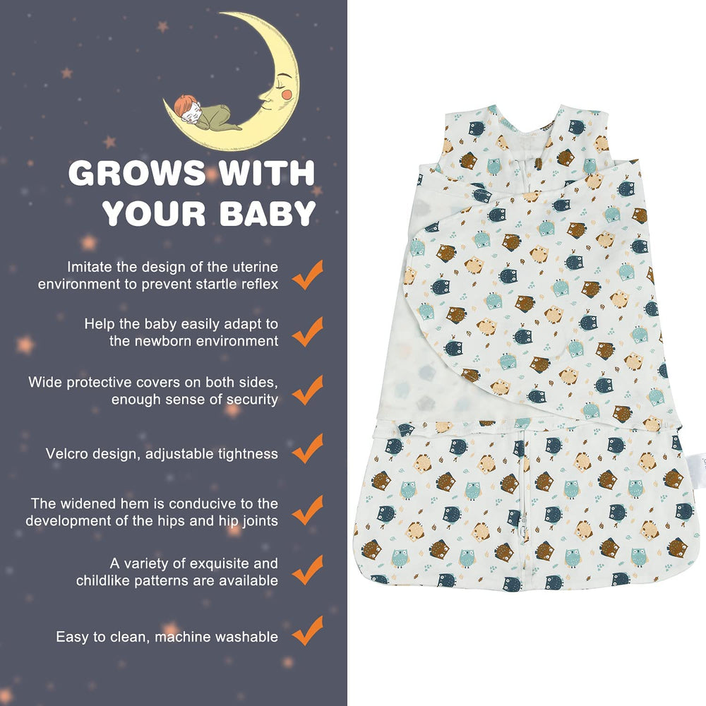 Ftikvo swaddle-velcro-adjustability image shows customizable fit with easy open features.