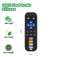 Fu Store teether remote closeup shows safe silicone texture.