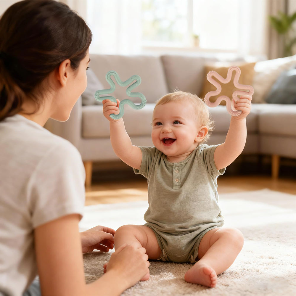 Fu Store baby teether designed for on-the-go gripping in stroller