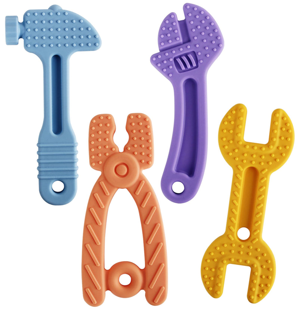 Fu Store teething hammer toy soothes gums with safe silicone for infants.