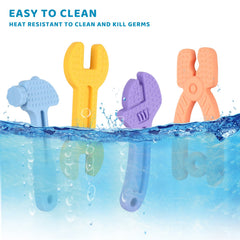 Fu Store teething pliers toy calms teething discomfort through gentle chewing.