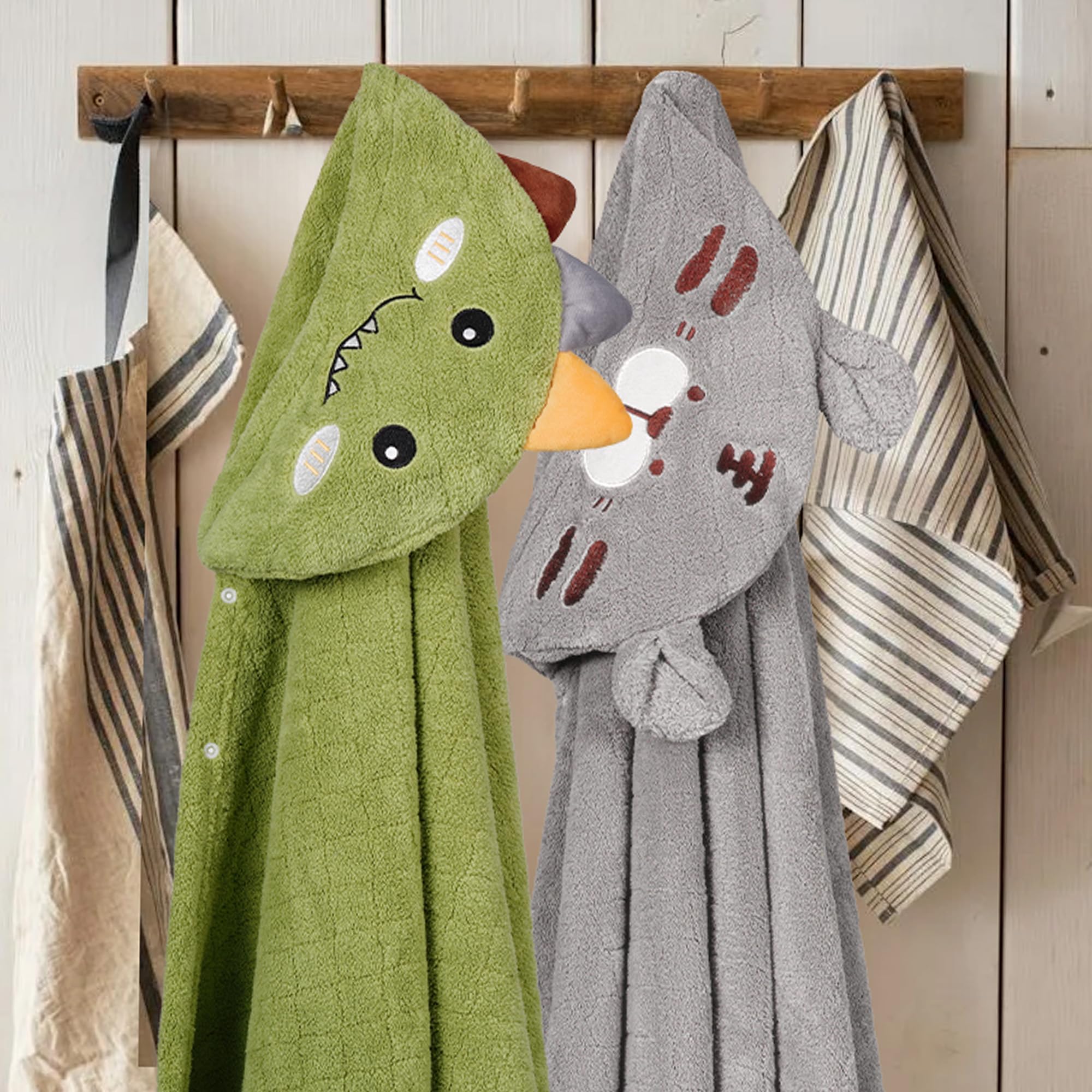 FUBANRAY kids hooded towel at beach or pool for sun-ready, quick-dry fun