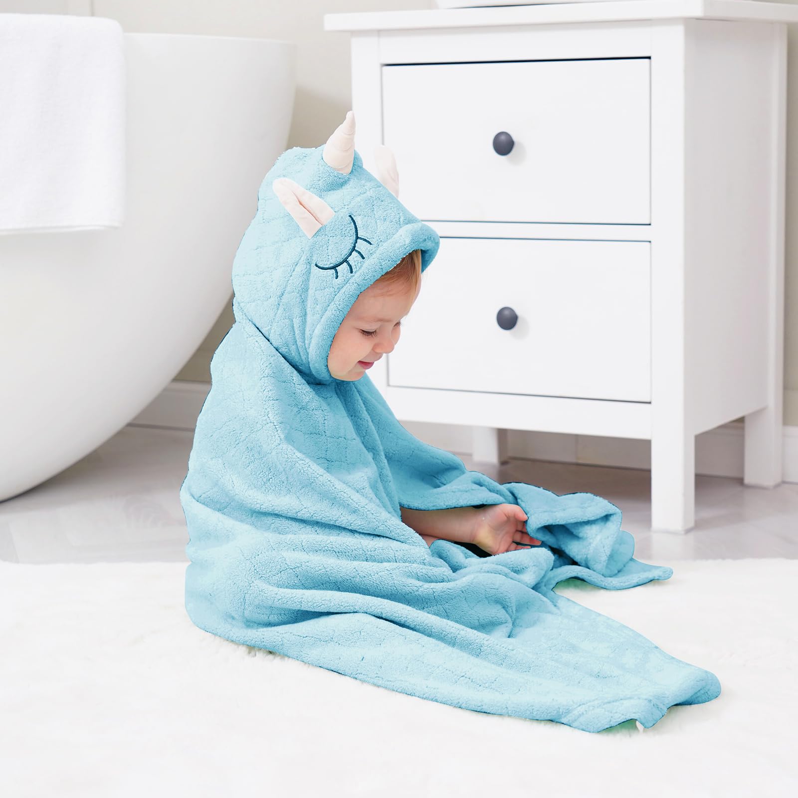 FUBANRAY towel dries hair quickly with cute animal hood design.