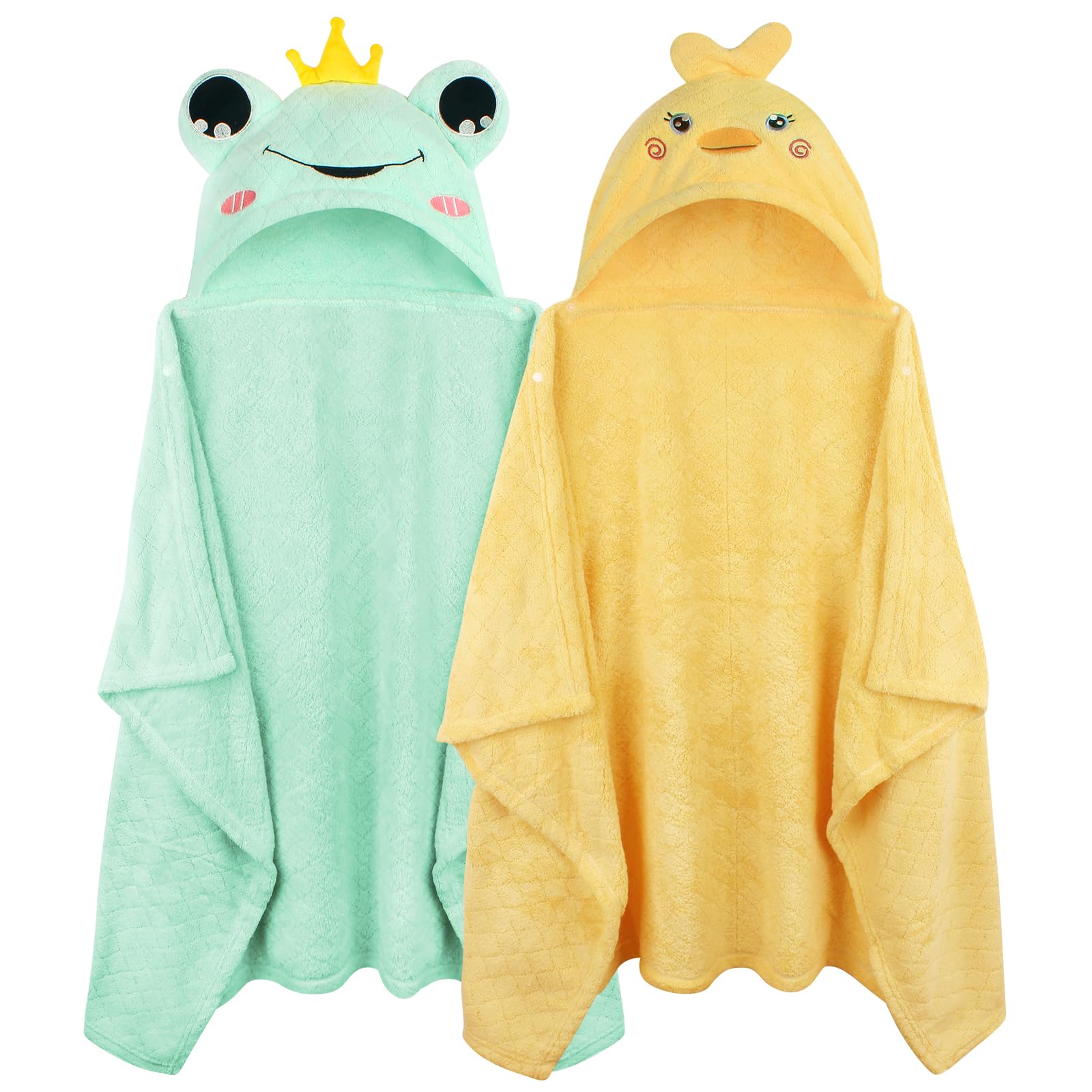 FUBANRAY toddler hooded towel two-pack after bath, quick dry and cozy wrap