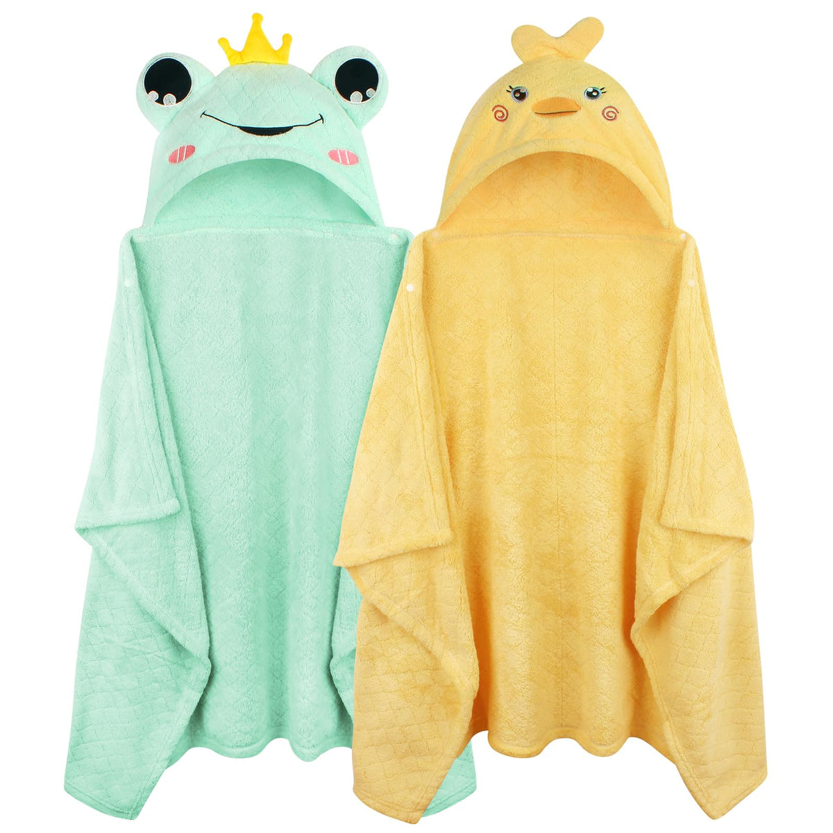 FUBANRAY toddler hooded towel two-pack after bath, quick dry and cozy wrap