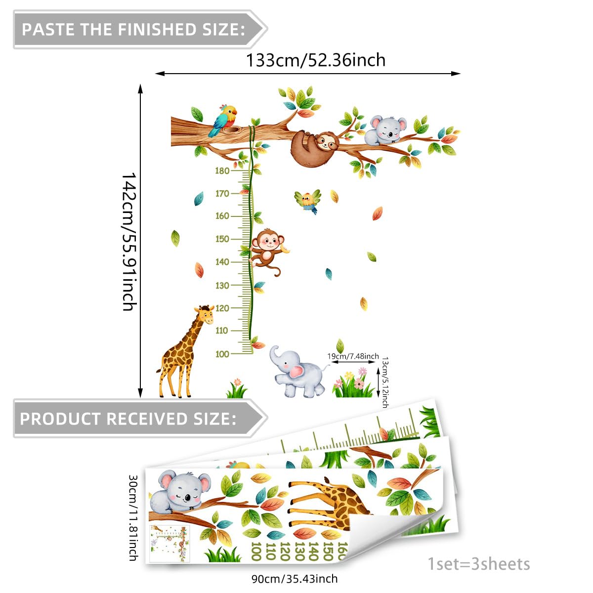 FUFUQUARE kids room decor adds color and whimsy while tracking growth.