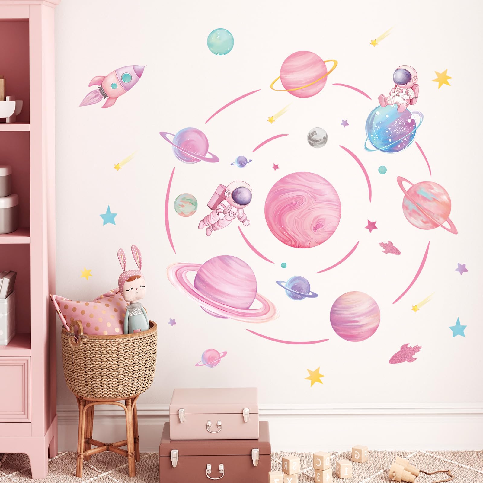 FUFUQUARE wall decal with stars creates a dreamy celestial scene for bedtime stories.