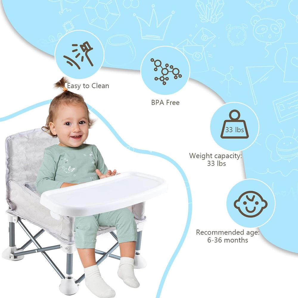 FUFVUTI folding booster seat ready for travel and dining anywhere